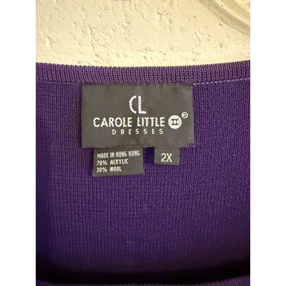 Vintage Carole Little Purple Embroidered & Beaded Sweater Size 2X Wool Blend - Picture 3 of 5